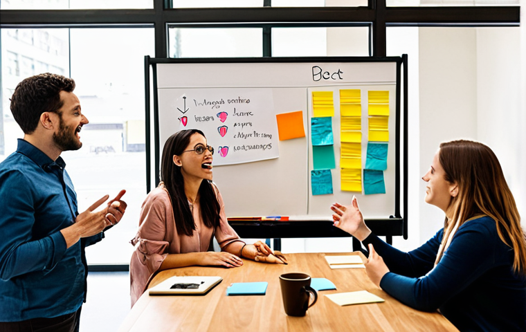 **
A vibrant, diverse group of entrepreneurs brainstorming in a brightly lit, modern co-working space. Post-it notes cover a large whiteboard filled with ideas related to social impact, innovation, and ethical business practices. One entrepreneur is passionately presenting, while others are actively listening and engaged. In the background, there's a subtle hint of a cityscape emphasizing forward-thinking business and innovation. The overall tone is energetic, collaborative, and inspiring.
**