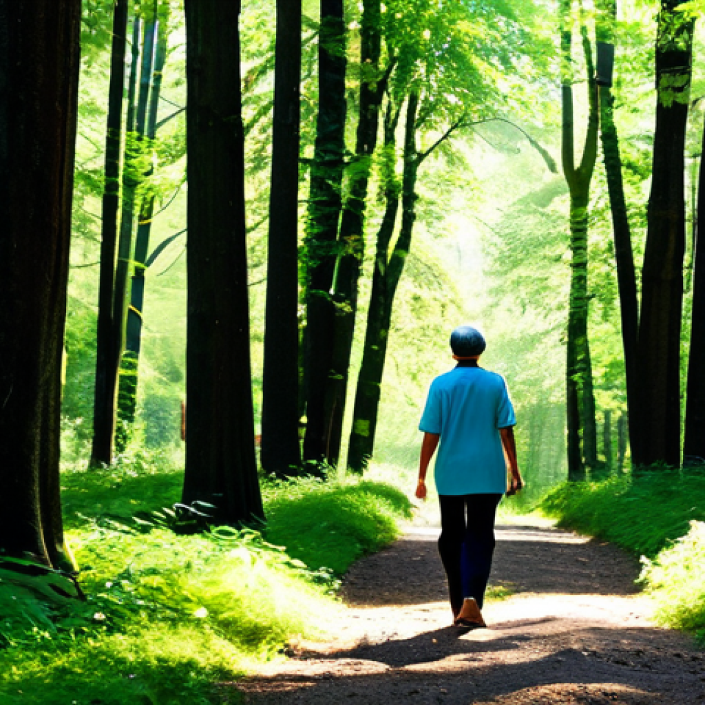 지속 가능한 영감 관리의 도전과제 - Nature Walk for Inspiration**
"A person fully clothed in comfortable, modest clothing walking throu...